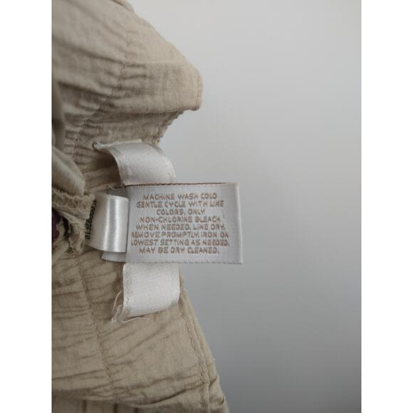 Chico's Pants 2.5 14 Crop Wide Leg Crinkled High Rise Elastic Waist Casual Beige - Picture 9 of 9